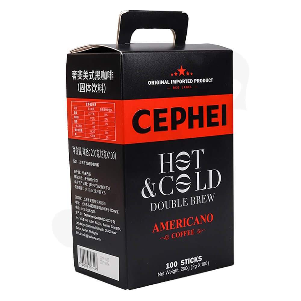 Americano Coffee Powder Packaging Box With Handle Side View One