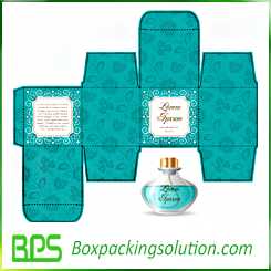 blue perfume bottle packaging box design