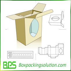 cardboard box with window cutting die-line
