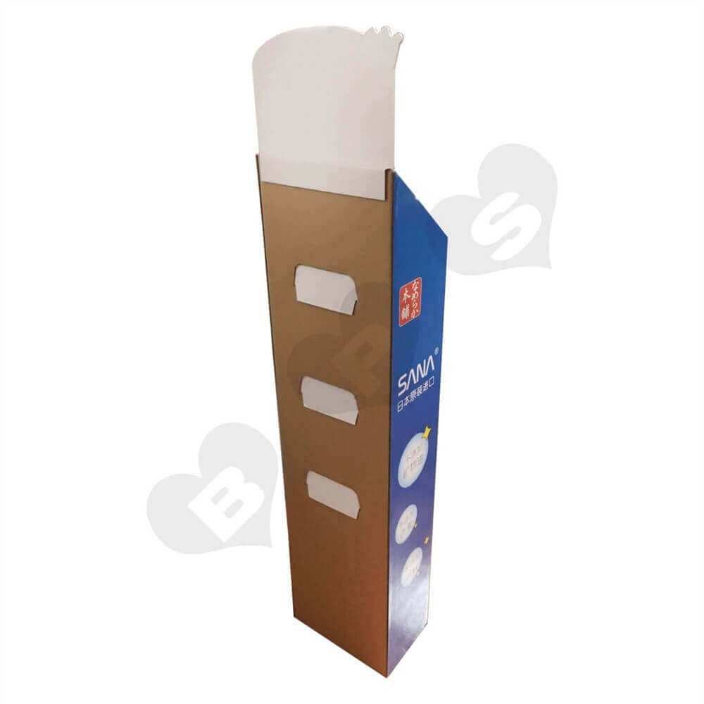 Cardboard Corrugated Cosmetic Shelf Sideview Three