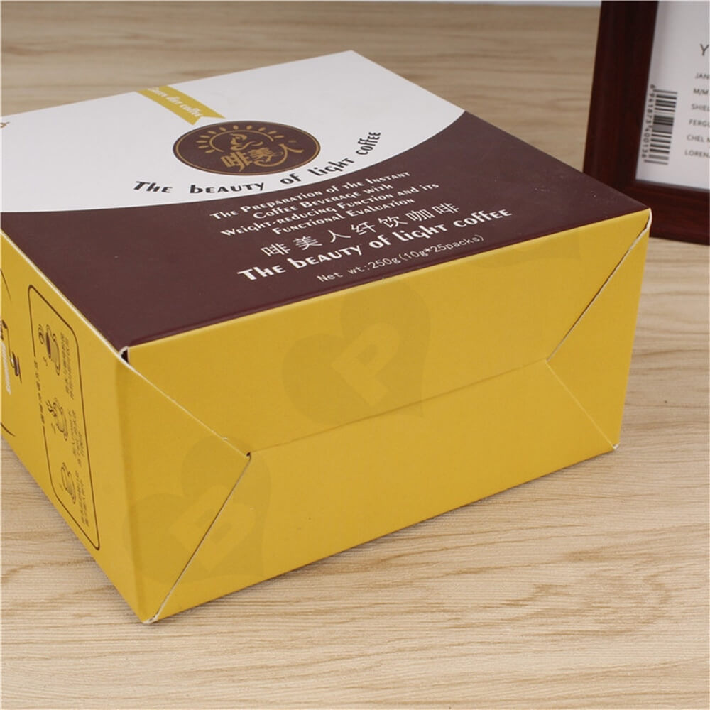 Cardboard Folding Box Carton For Light Coffee Powder Side View Four