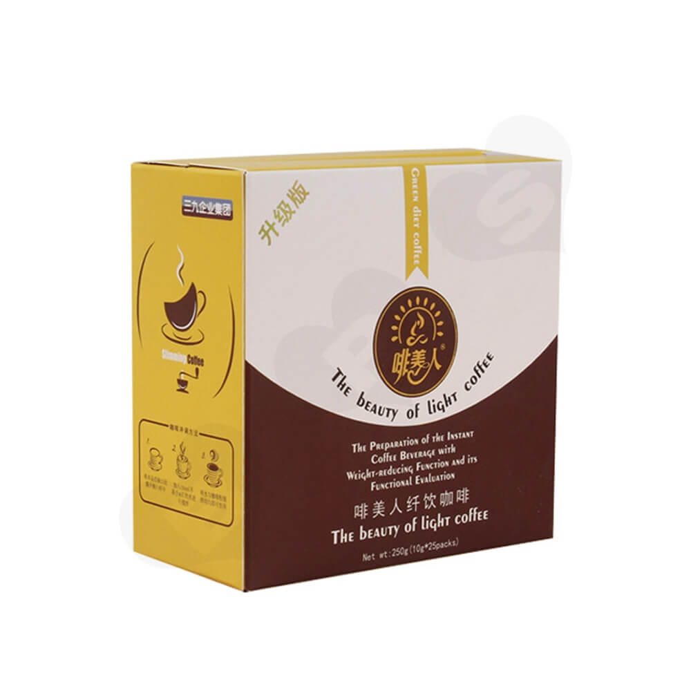 Cardboard Folding Box Carton For Light Coffee Powder Side View One