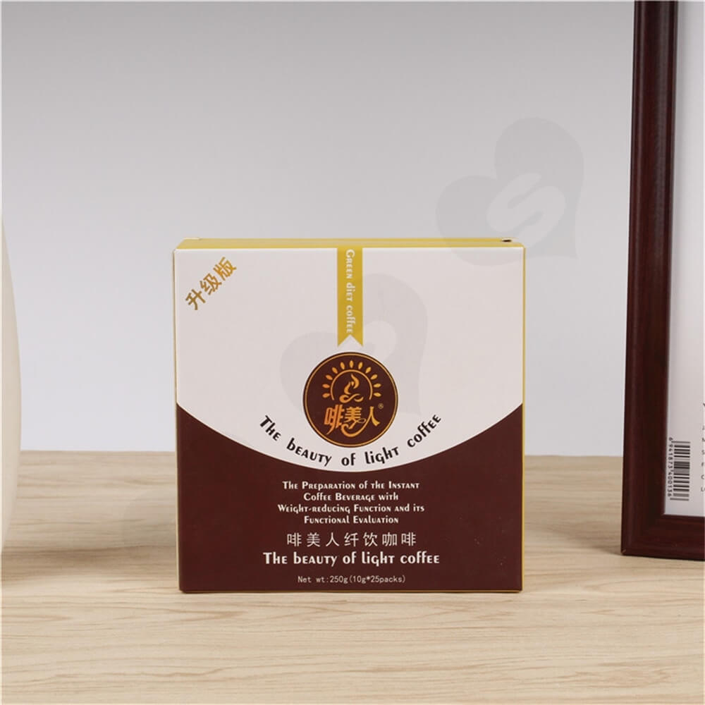 Cardboard Folding Box Carton For Light Coffee Powder Side View Two