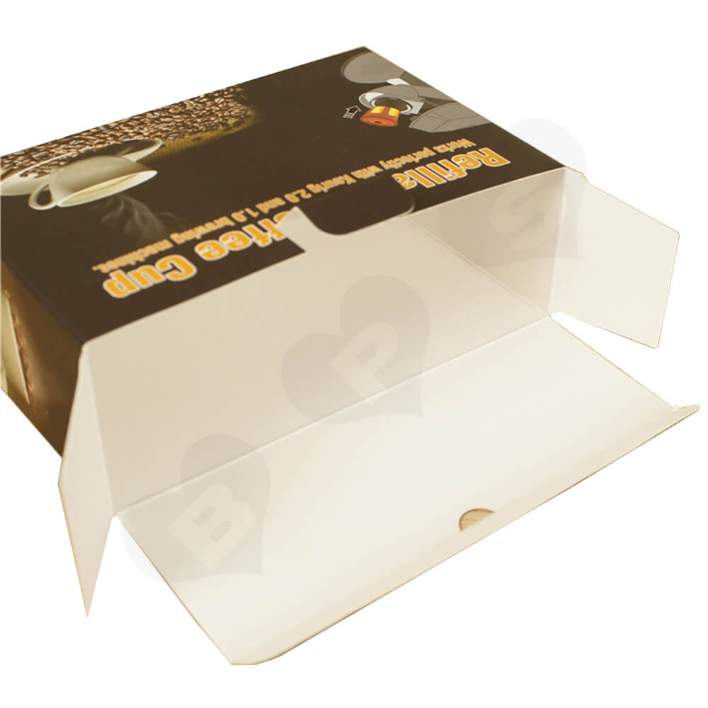 Cardboard Folding Carton For Refillable Coffee Cup Side View Three