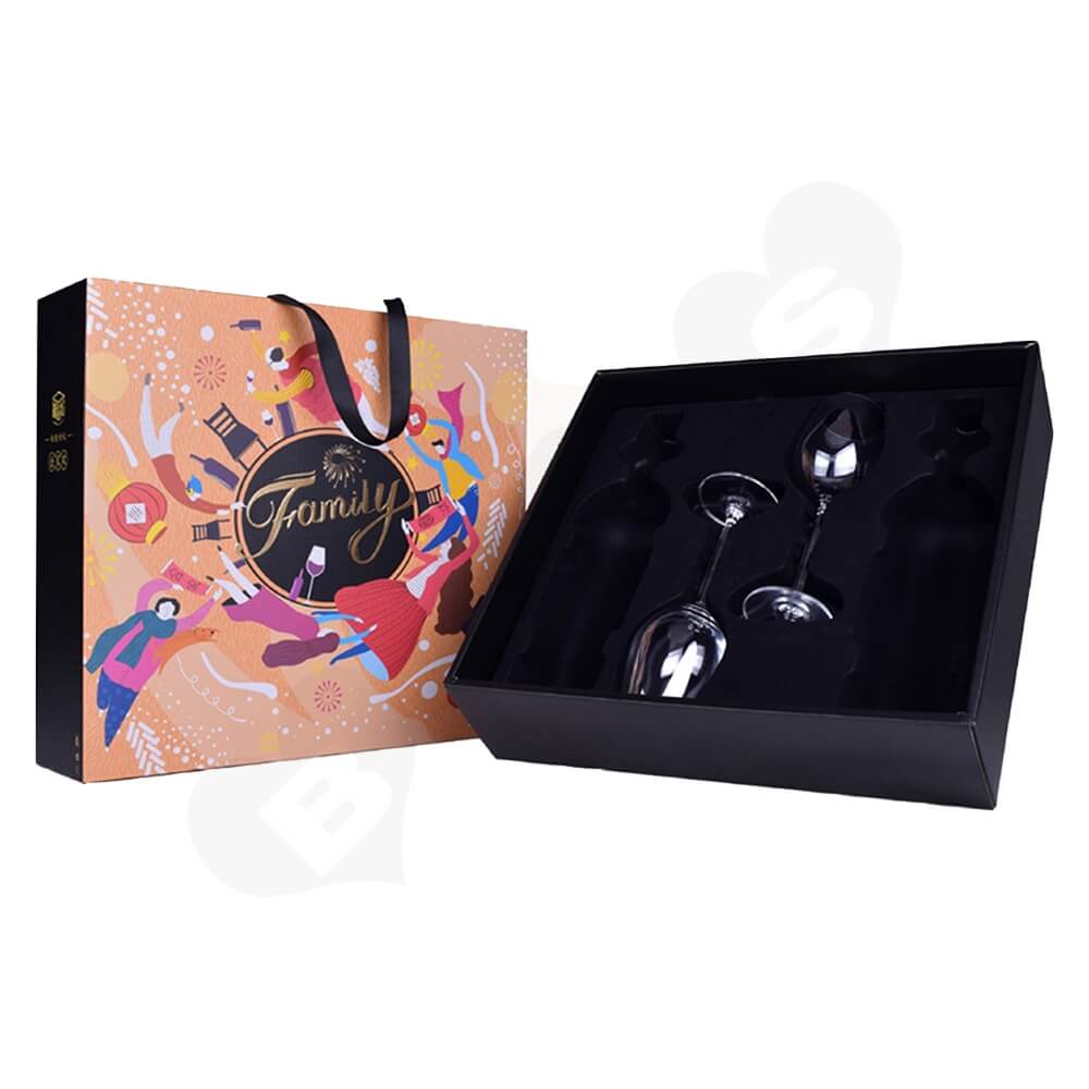 Cardboard Gift Box For Wine And Bottle Side View Three
