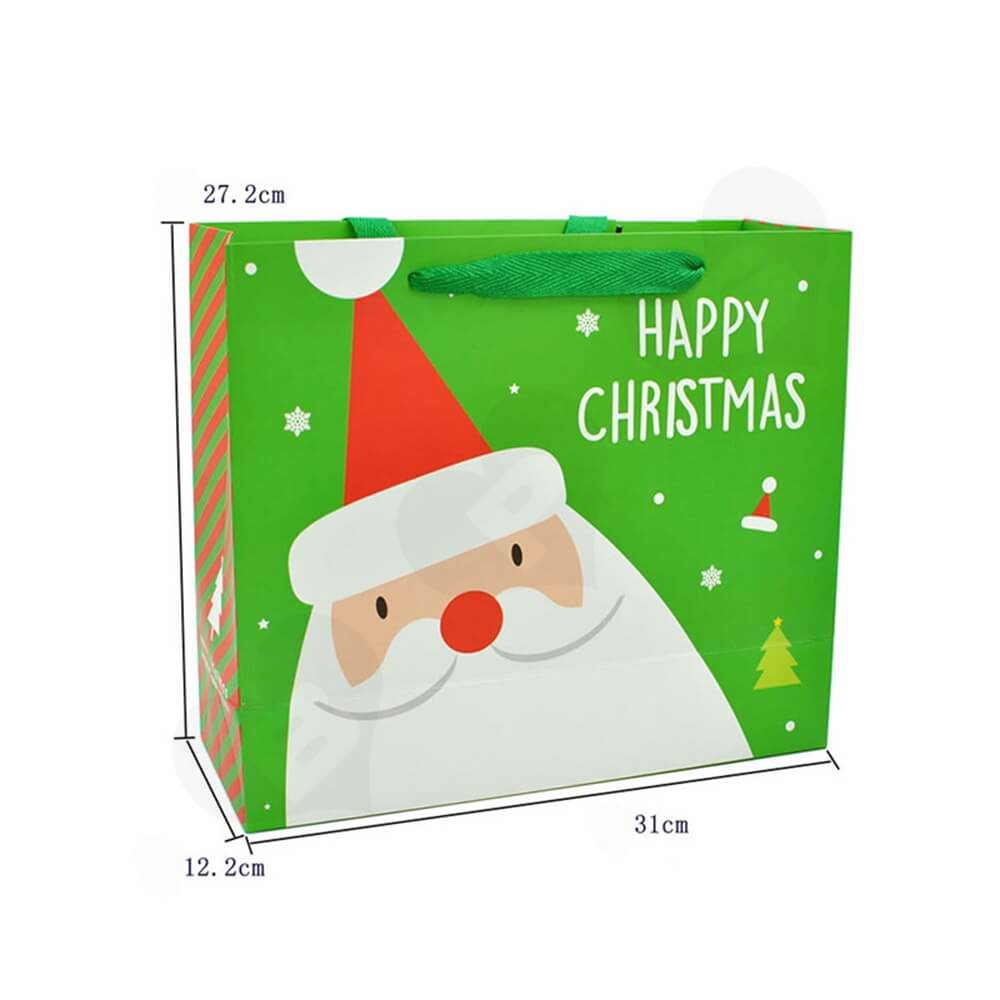 Chrismas Color Printed Paper Bags Side View Three