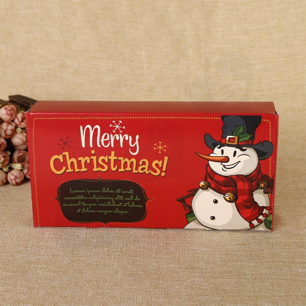 Christmas Red Color Printed Box For Gifts Side View Two