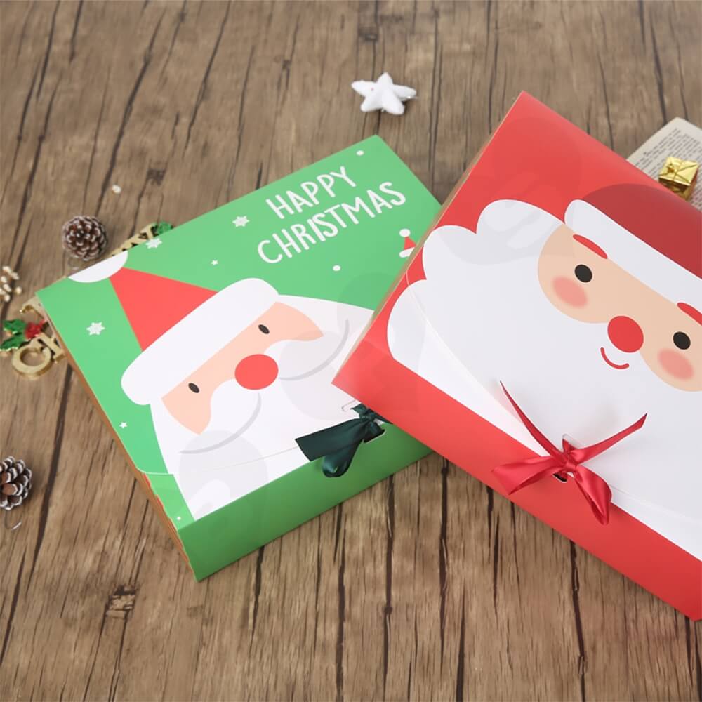 Christmas Style Printing Box With Ribbon Closure Side View Four