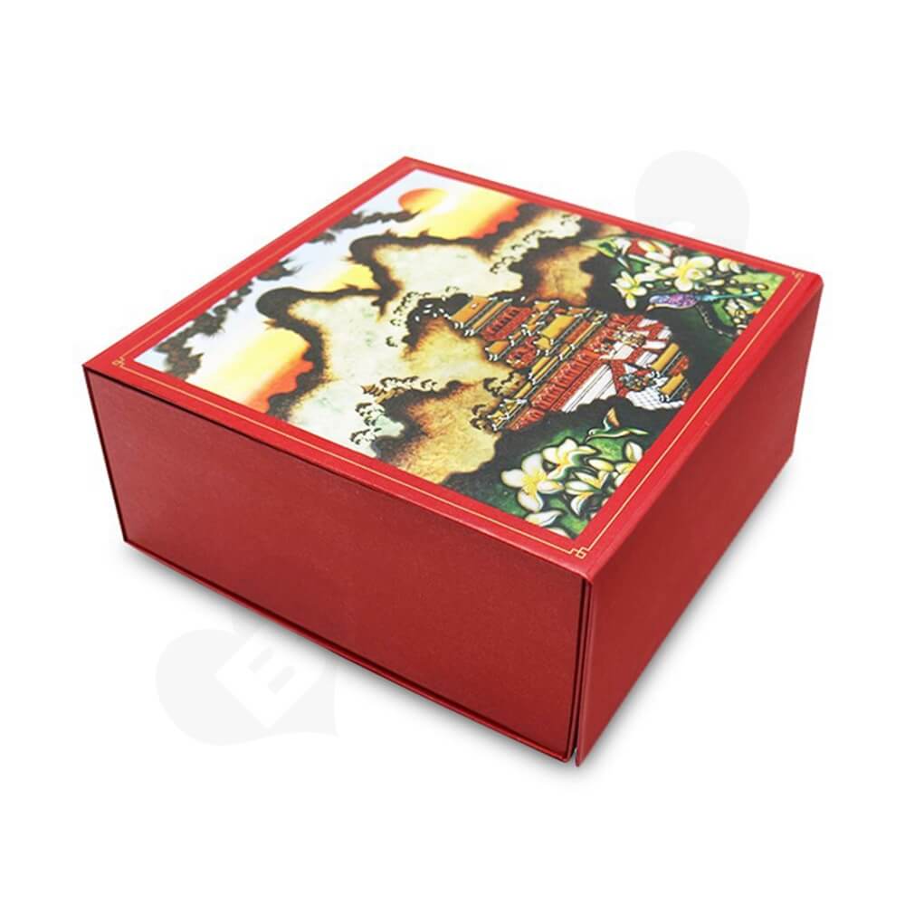 Collapsible Rigid Magnetic Closure Box For Christmas Gifts Side View One