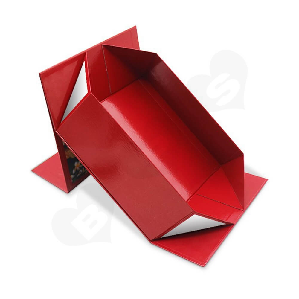 Collapsible Rigid Magnetic Closure Box For Christmas Gifts Side View Three
