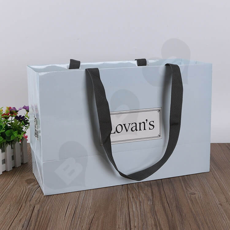 Color Printed Cardboard Shopping Bag For Shoe side view one