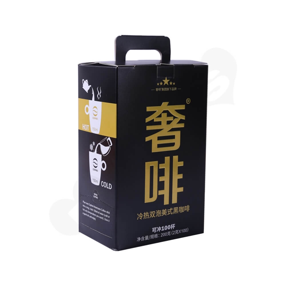 Corrugated Cardboard Box With Handle For Coffee Powder Side View One