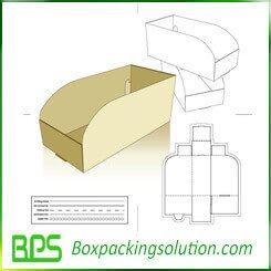 corrugated display tray bin die line template