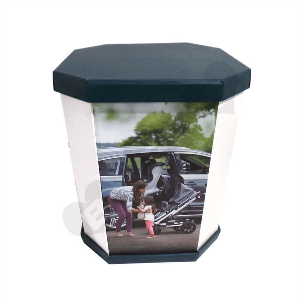 Corrugated Dump Bin with Insert and Removable Lid Sideview Four