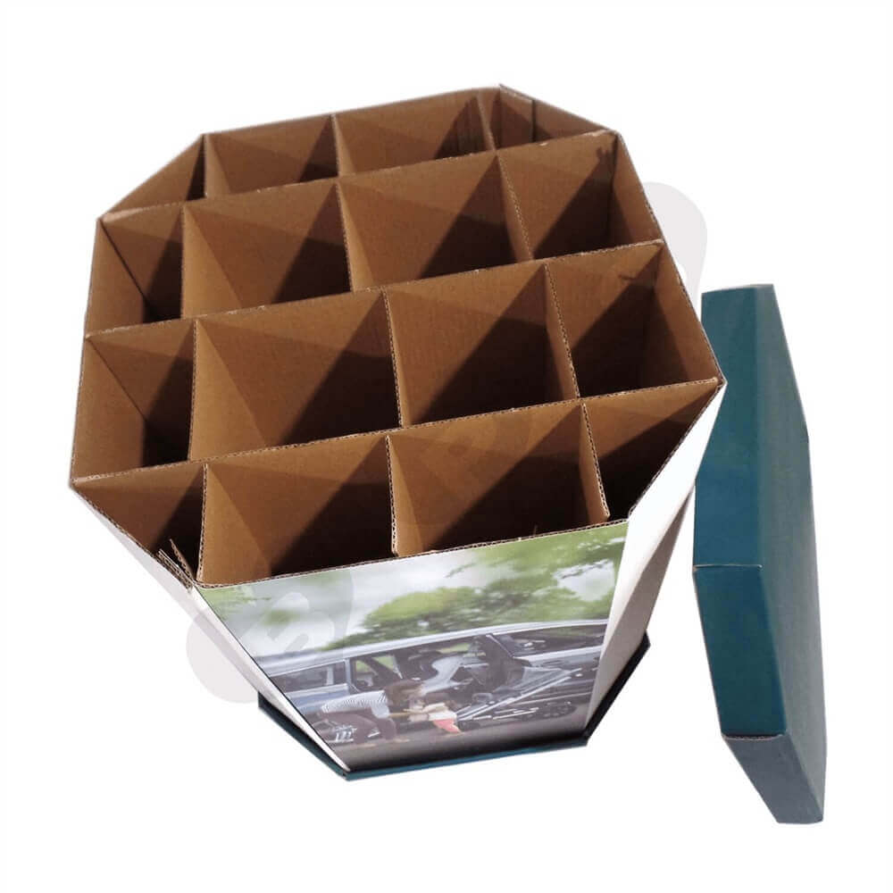 Corrugated Dump Bin with Insert and Removable Lid Sideview Three