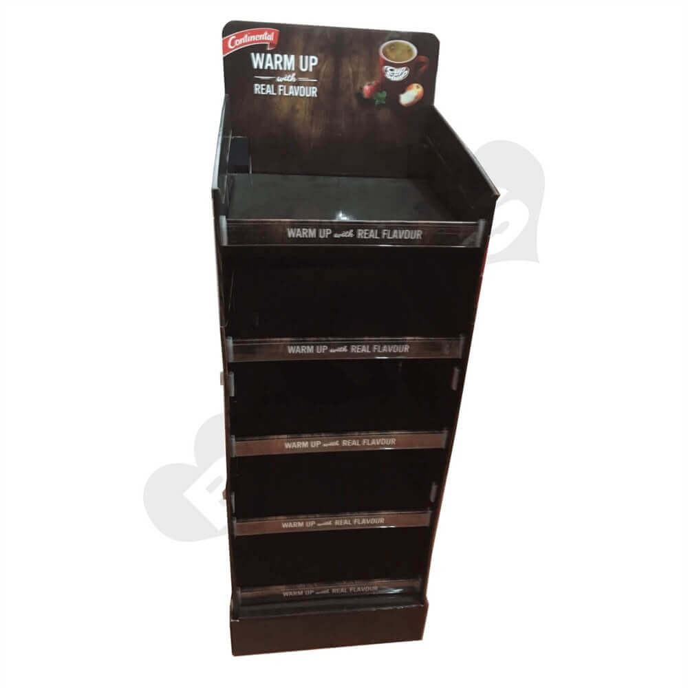 Corrugated Floor Stand POP Snack Shelf Sideview Two