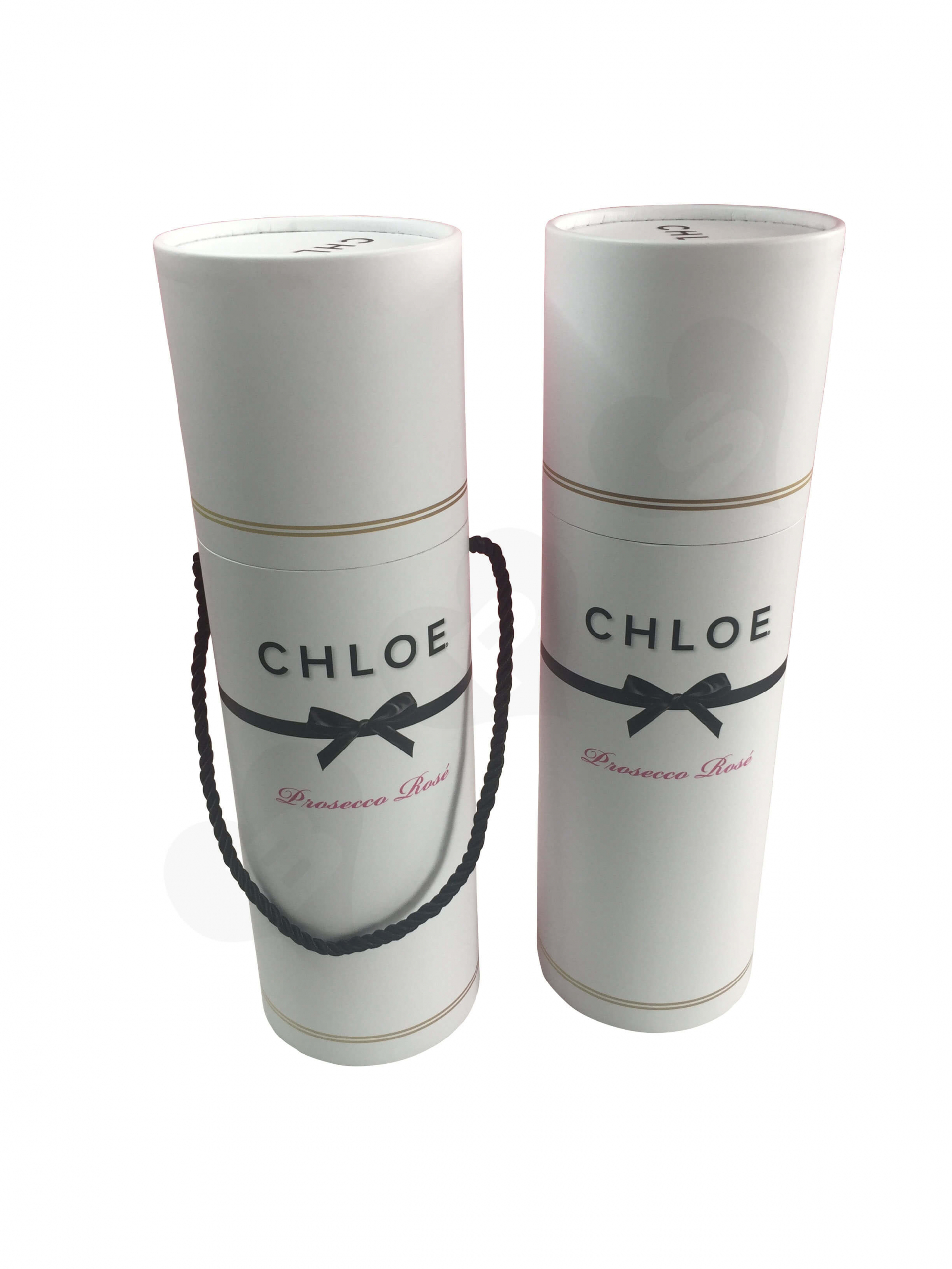 Custom Cylinder Wine Bottle Package With Rope Handle Side View 2
