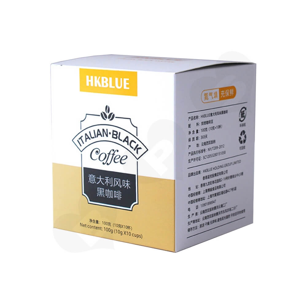 Custom Folding Carton For Italian Coffee Powder Side View One