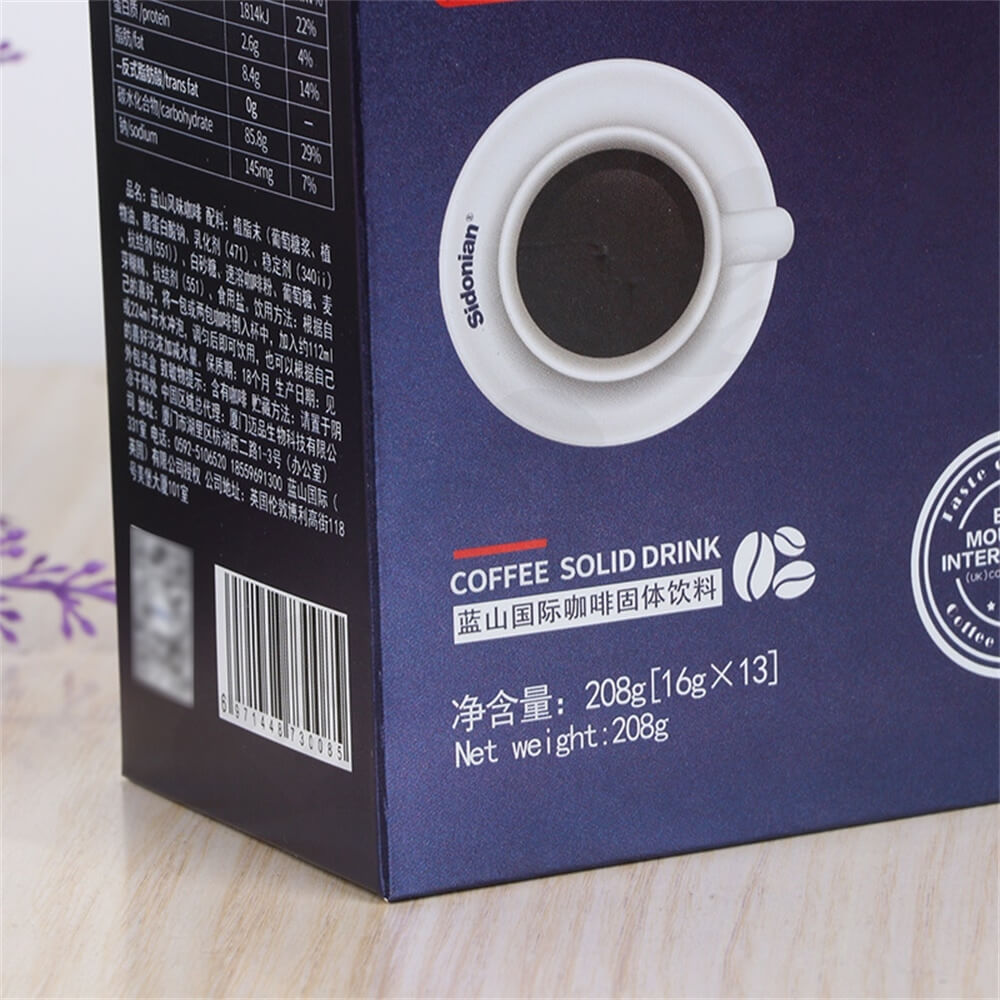 Custom Matte Printed Folding Carton For Coffee Powder Side View Four