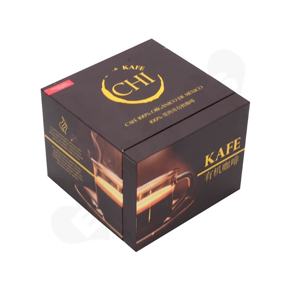 Custom Printed Cardboard Box For Organic Coffee Powder Side View Four