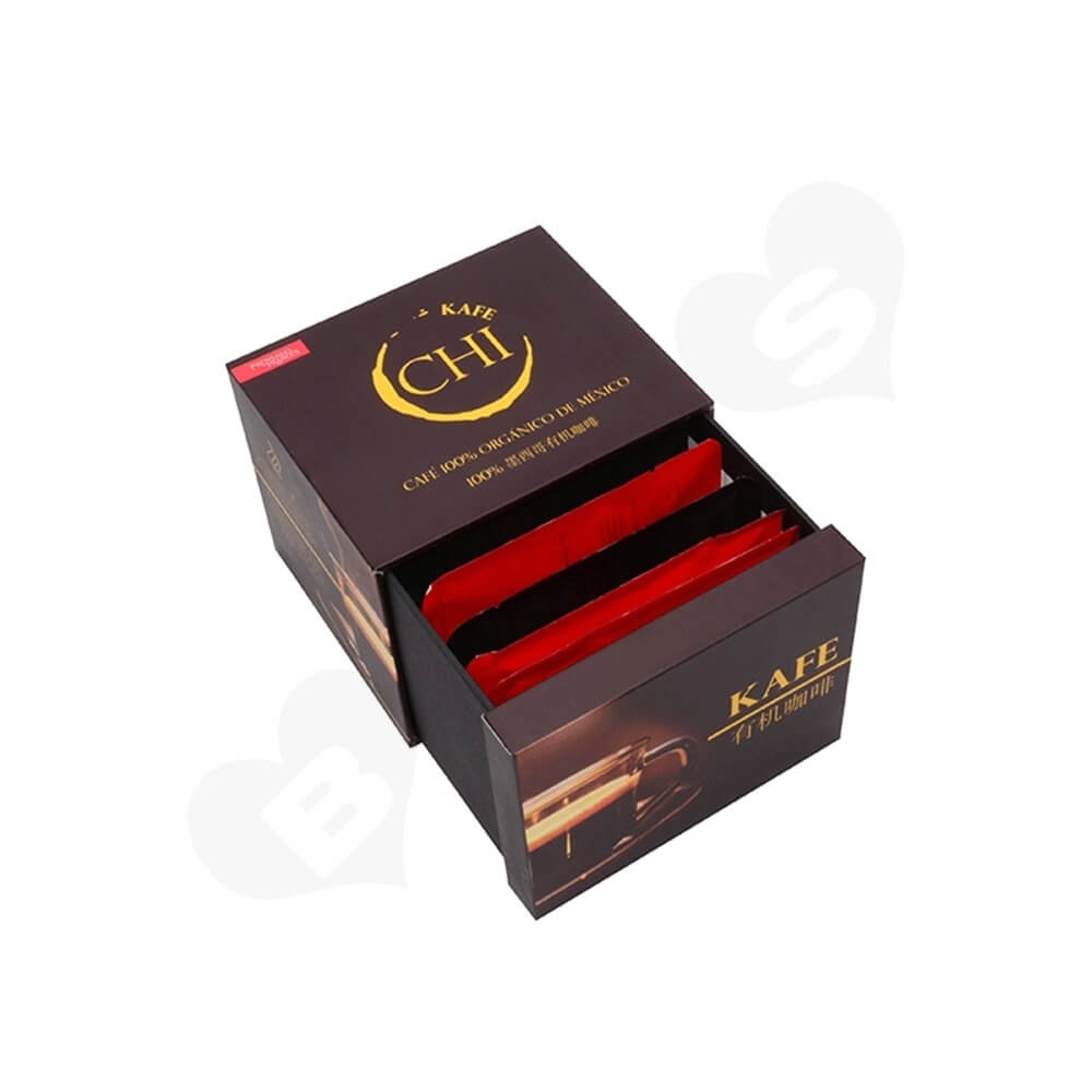 Custom Printed Cardboard Box For Organic Coffee Powder Side View One