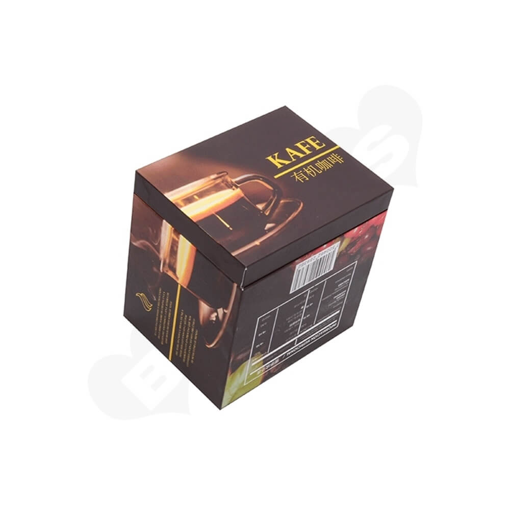 Custom Printed Cardboard Box For Organic Coffee Powder Side View Three