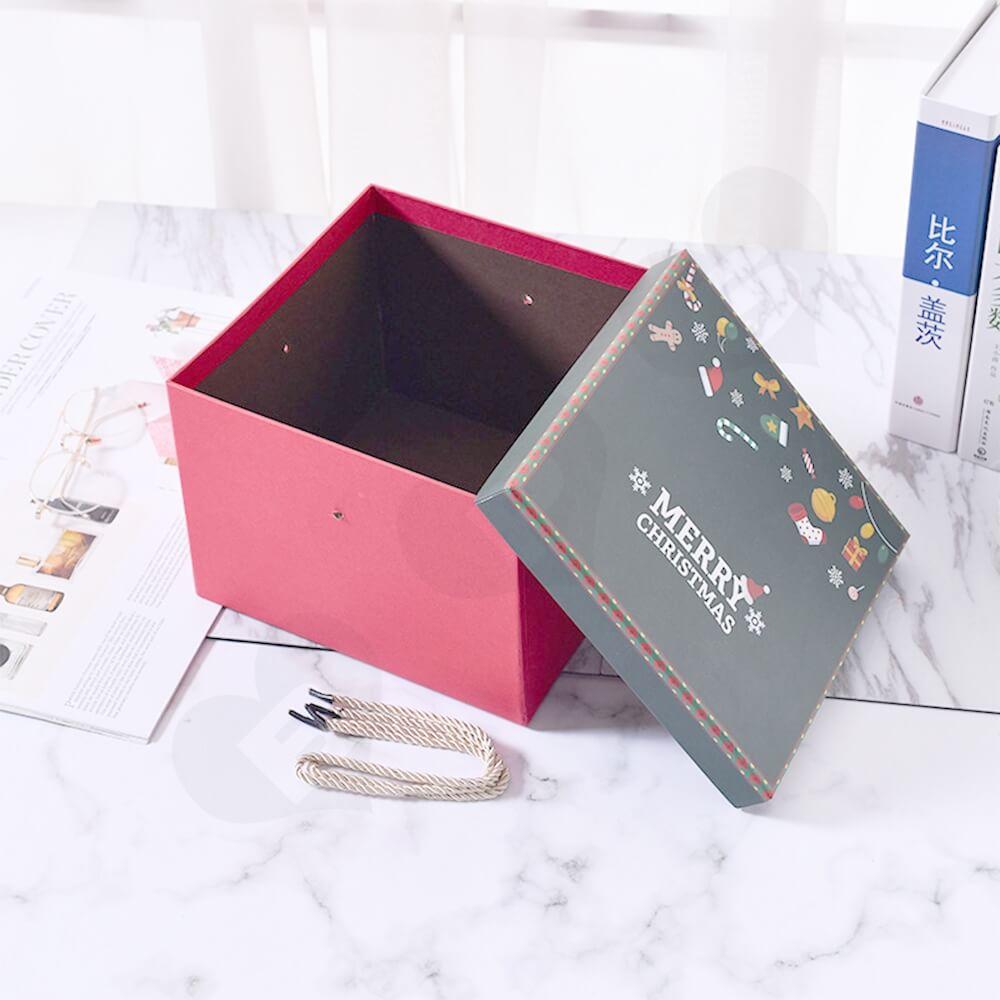 Custom Printed Cube Shape Christmas Season Gift Box Side View Five