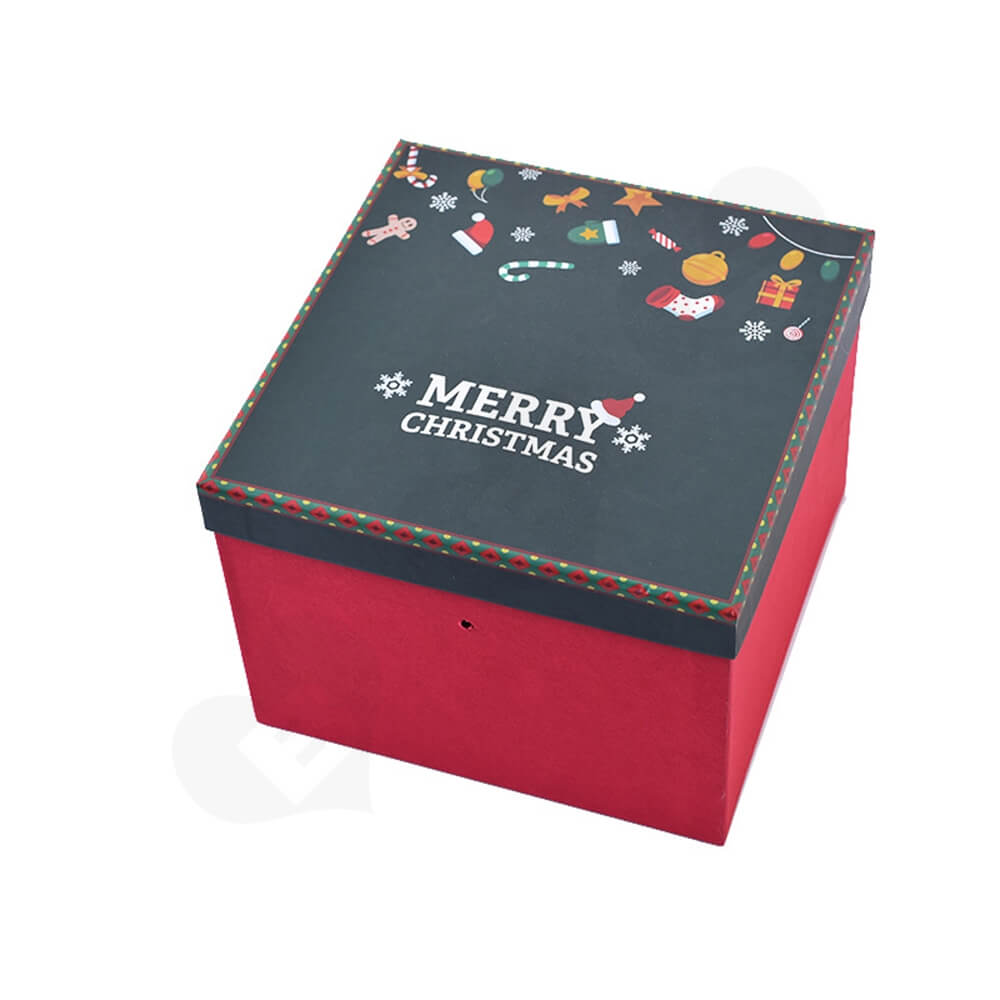Custom Printed Cube Shape Christmas Season Gift Box Side View One