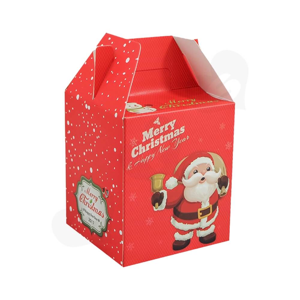 Custom Printed Gable Top Folding Carton For Christmas Gift Side View One