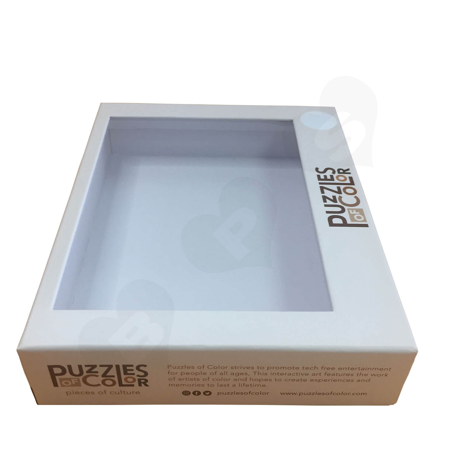 Custom Printed Lift off Lid Puzzle Boxes With PVC Window Side View 2