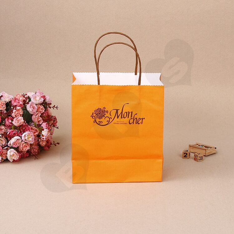 Custom Printed Orange Color Paper Bag For Cake side view four