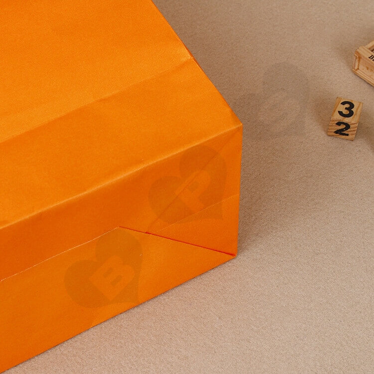 Custom Printed Orange Color Paper Bag For Cake side view two