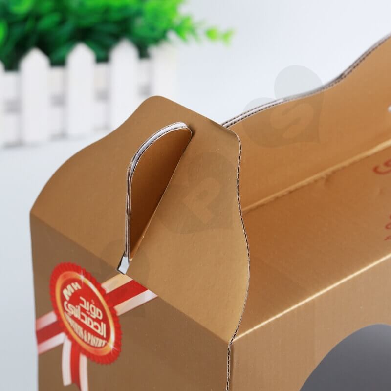 Custom Printing Corrugated Paper Box with Handle For Cake side view six