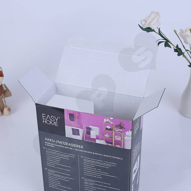 Custom Printing E Flute Corrugated Box For Electric Razor side view three