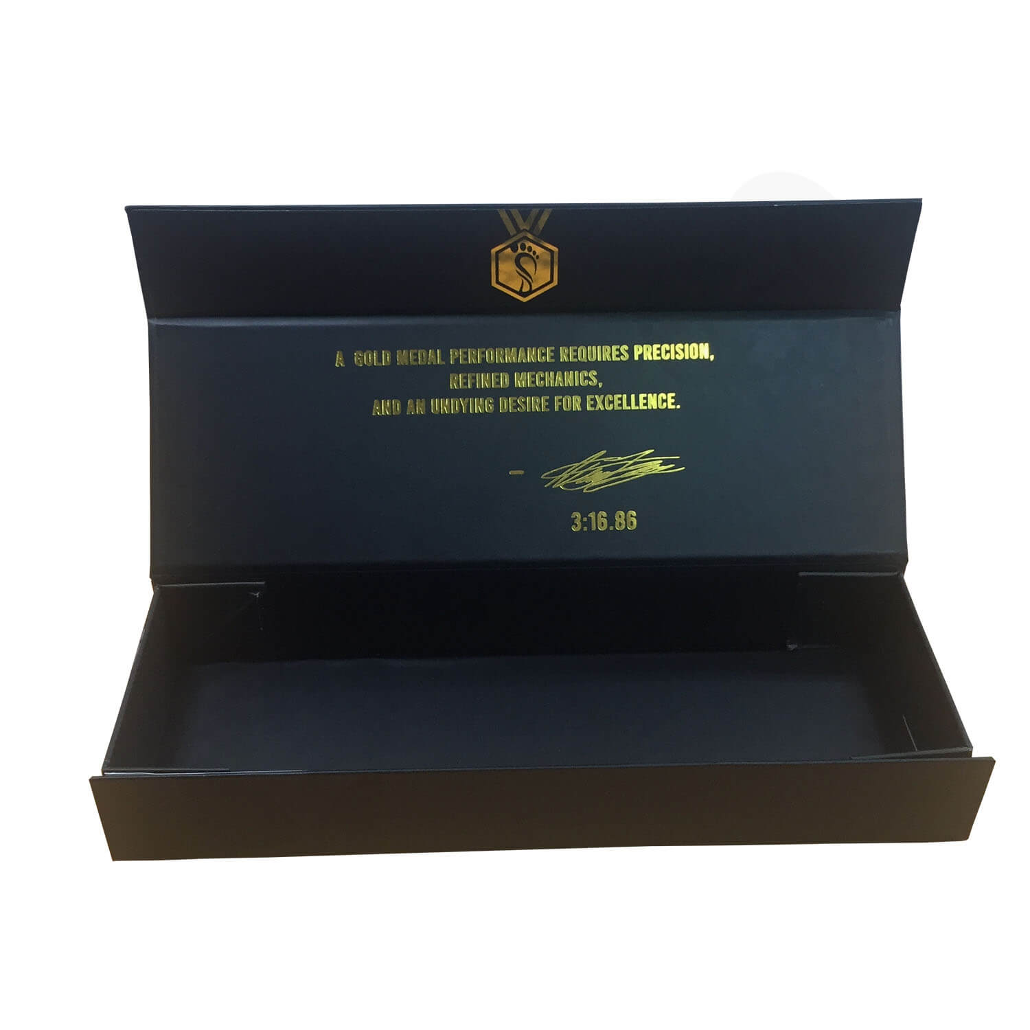 Custom Rigid Collapsible Matte Black Magnetic Closure Box Side View 2