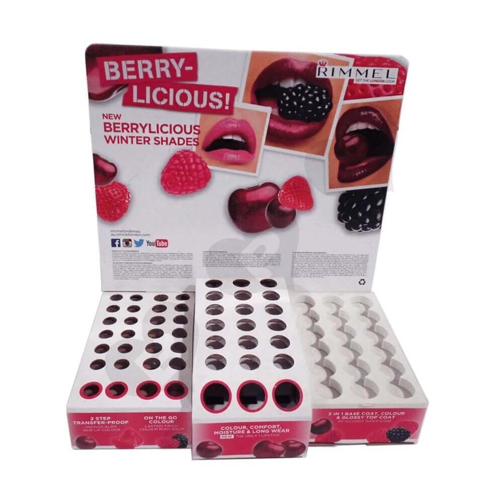 Customized Cardboard Lipstick Counter Displays Sideview Four