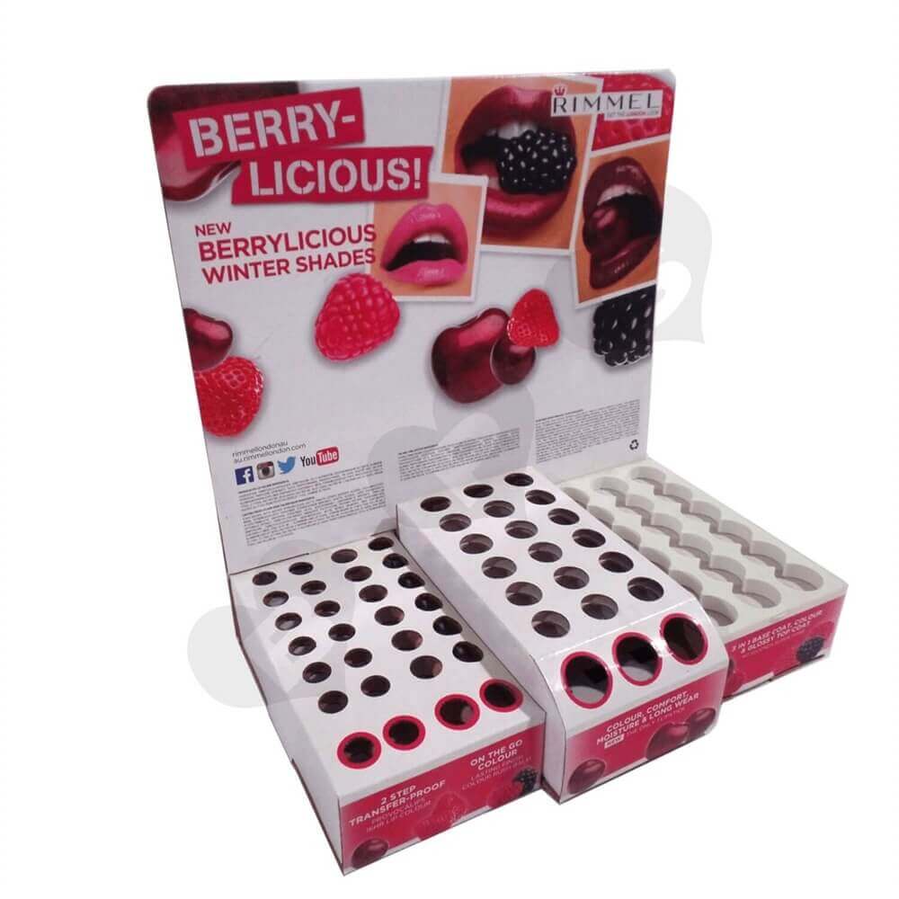 Customized Cardboard Lipstick Counter Displays Sideview Three