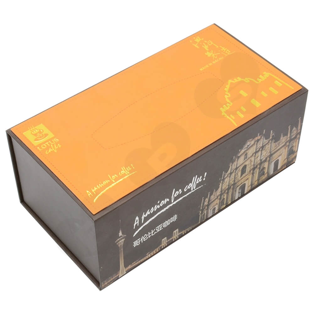 Customized Magnetic Closure Gift Box For Coffee Set Side View Five