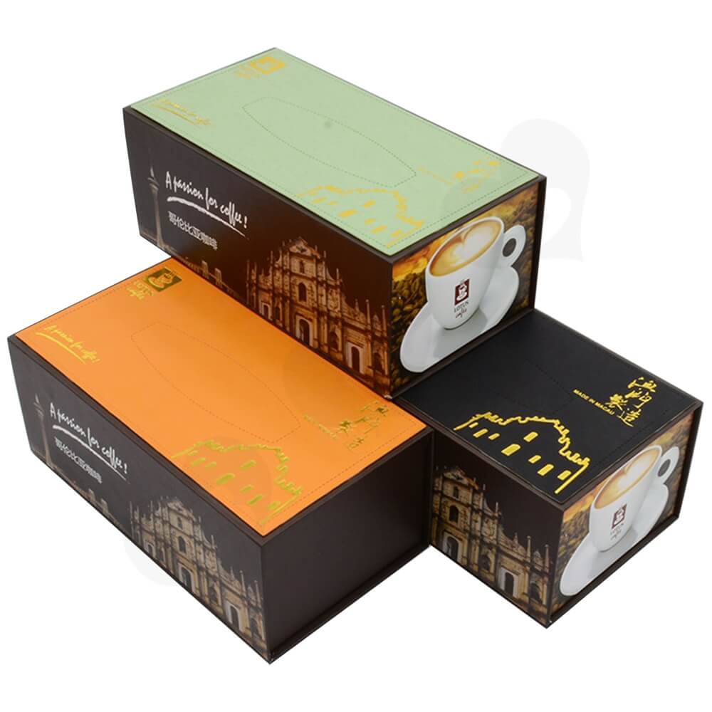 Customized Magnetic Closure Gift Box For Coffee Set Side View One