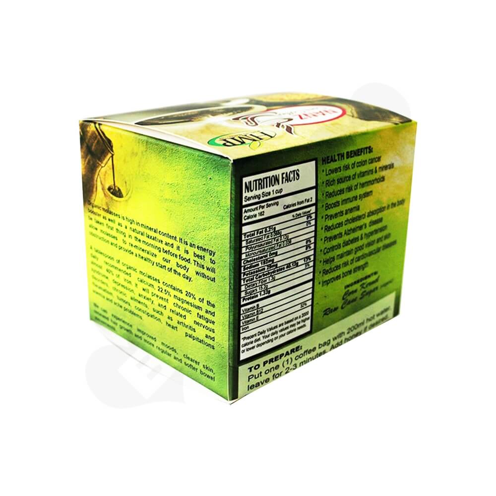 Gloss Printed Folding Carton For Coffee Powder Bar Side View Three