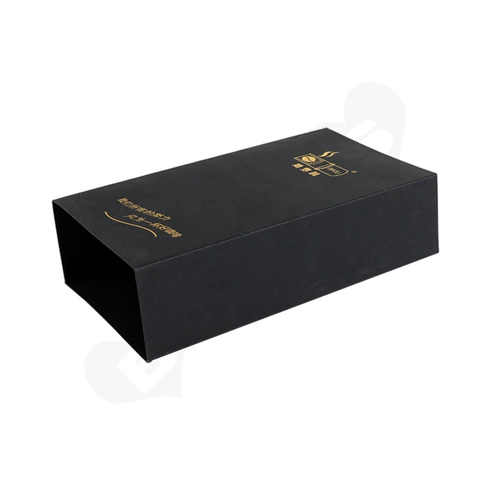 Gold Foil Stamping Cardboard Box Sleeve For Coffee Side View Three