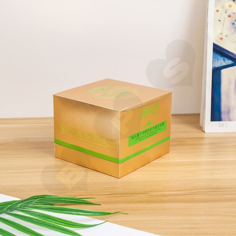 Gold Rigid Shoulder Gift Box For Brightening Mask side view three