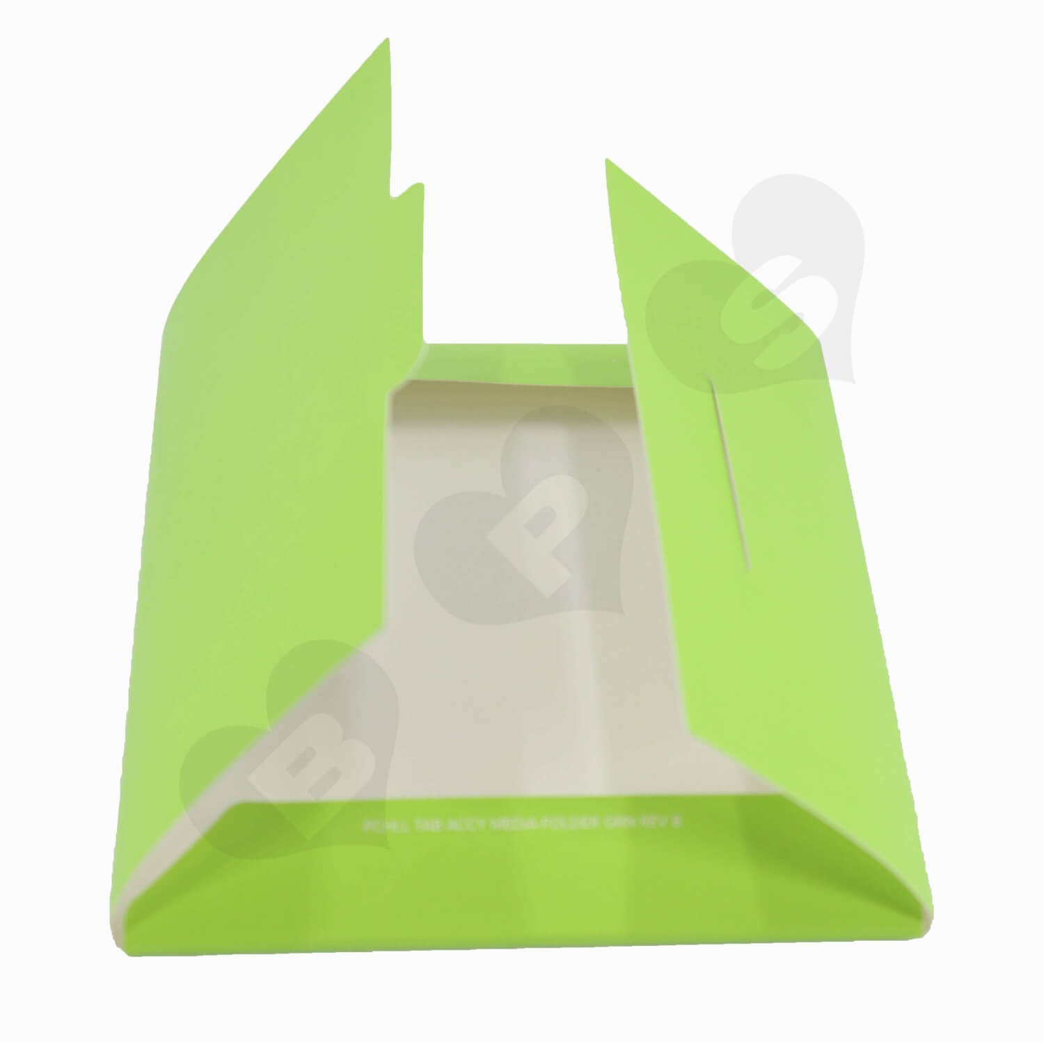 Green Paperboard Folder for Instructions side view one