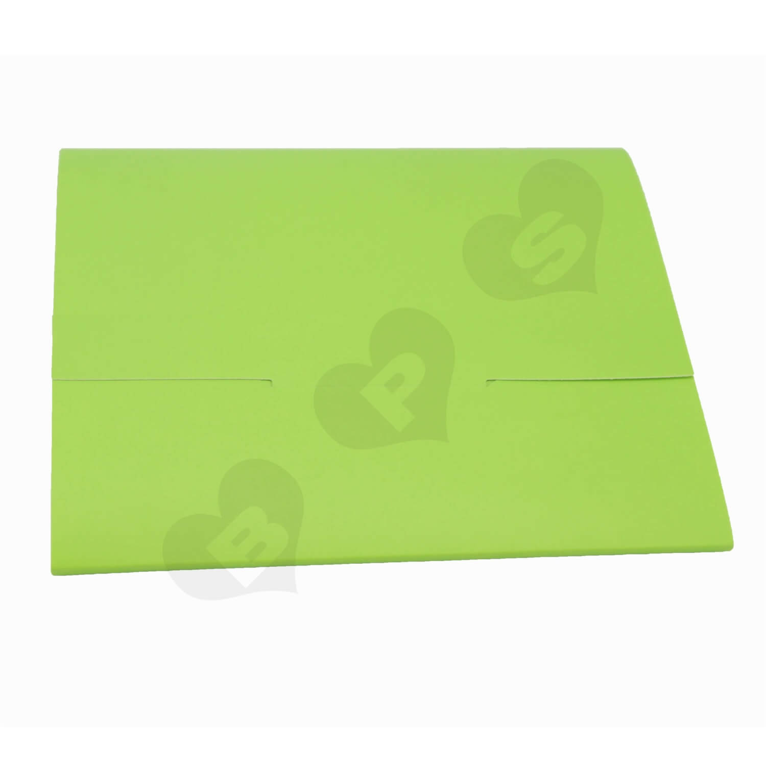 Green Paperboard Folder for Instructions side view three