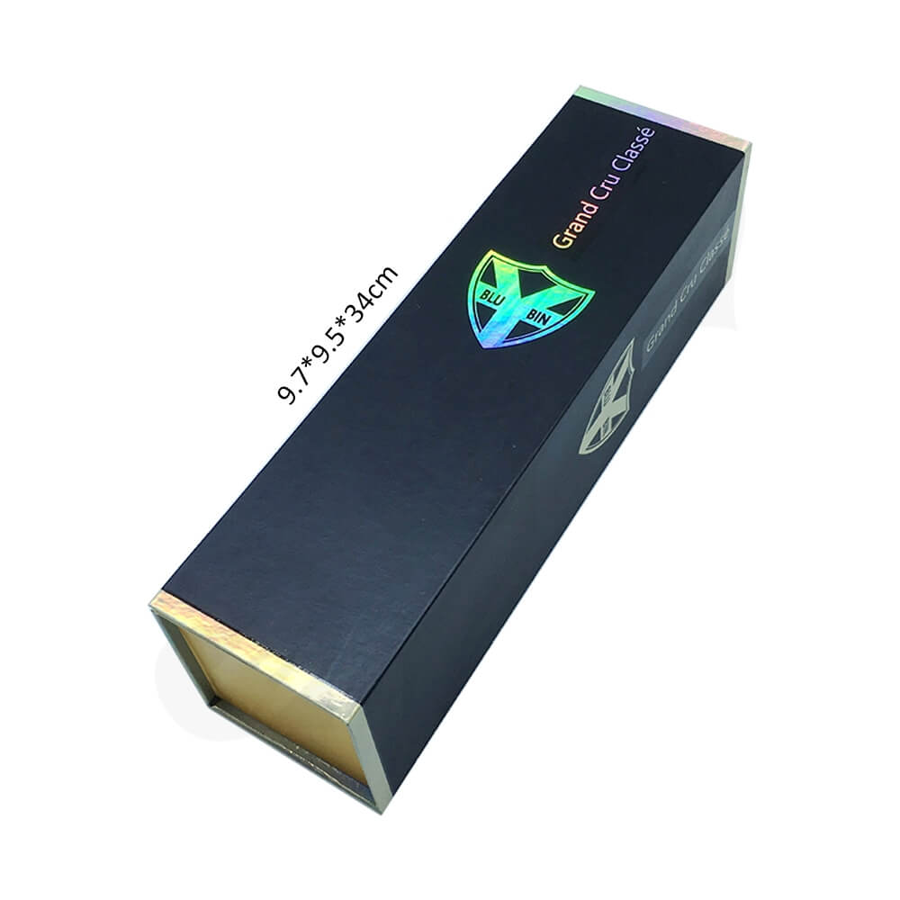 Laser Printed Logo Wine Gift Box Foldable Structure Side View Five