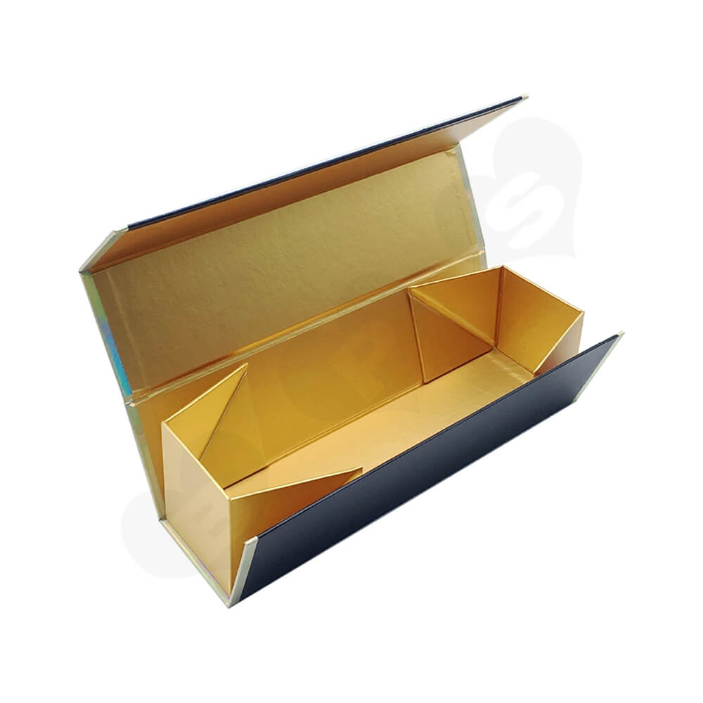 Laser Printed Logo Wine Gift Box Foldable Structure Side View Four