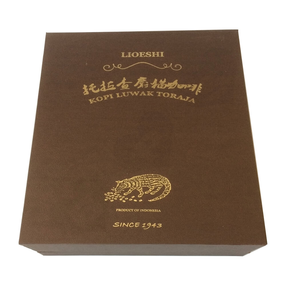 Luxury Hinged Lid Gift Box For Luwak Coffee Powder Side View One
