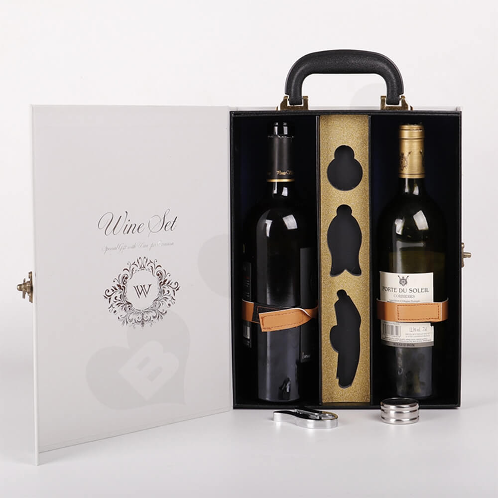 Luxury Two Pack Wine Box Kit Take Away Able Side View Three
