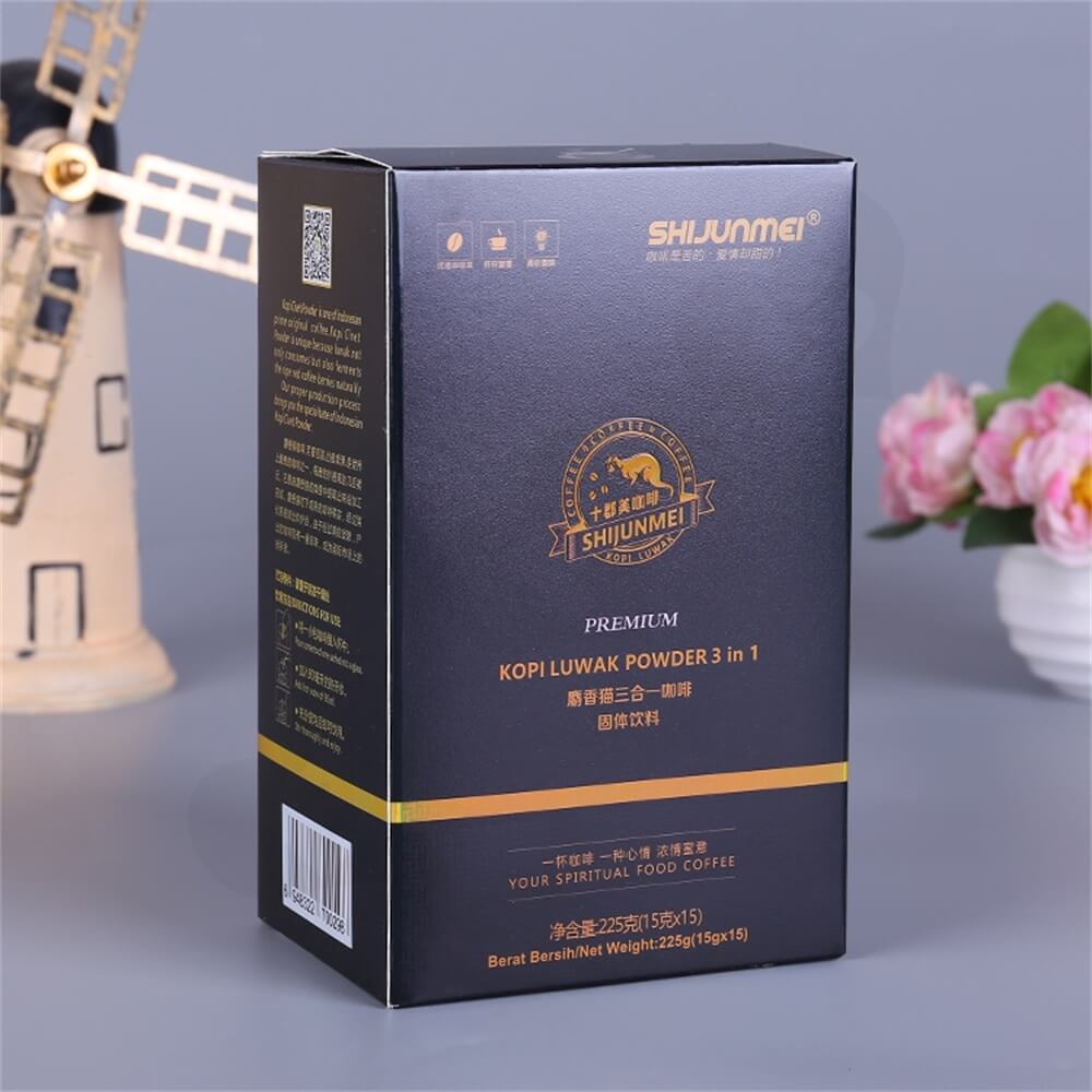 Matte Printing Luwak Powder Packaging Box Side View Two