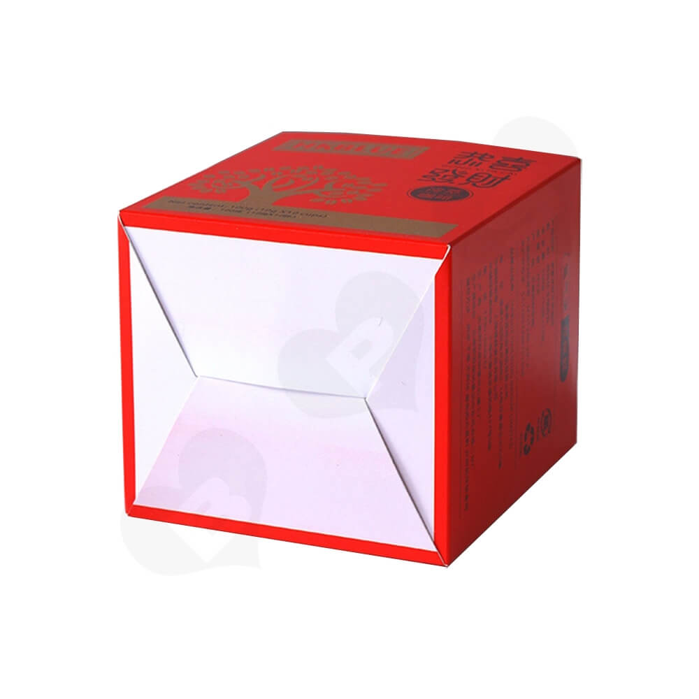 Matte Red Folding Carton For Coffee Powder Side View Five